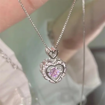 Y2K Crystal Bow Angel Wings Heart Pendant Necklace For Women Sweet Cool Girl Clavicle Chain Trendy Aesthetic Jewelry Accessor
