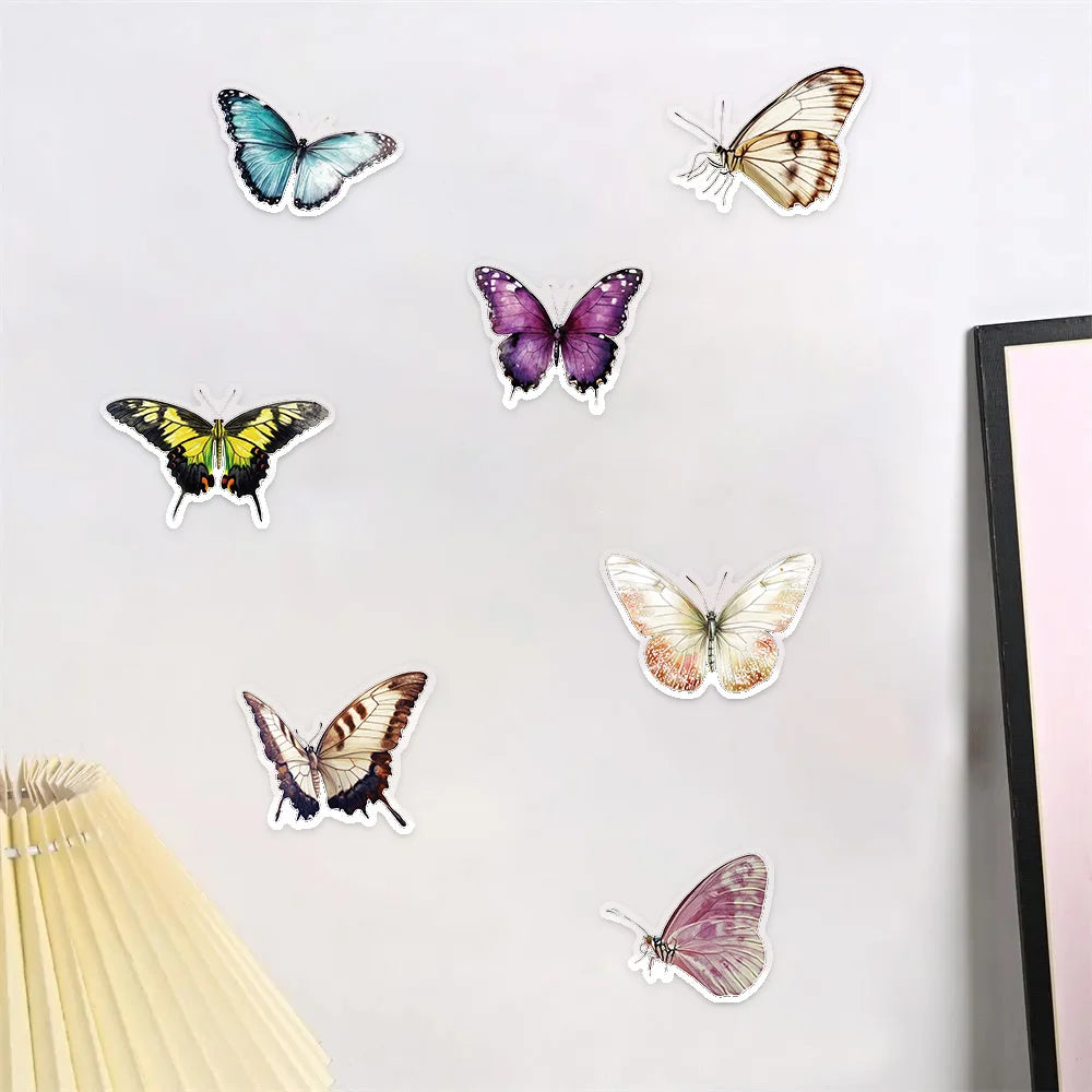 50PCS Colorful Butterfly Graffiti Stickers Scrapbooking Collage Material Decorate Guitar Frame Wall DIY Waterproof Stickers