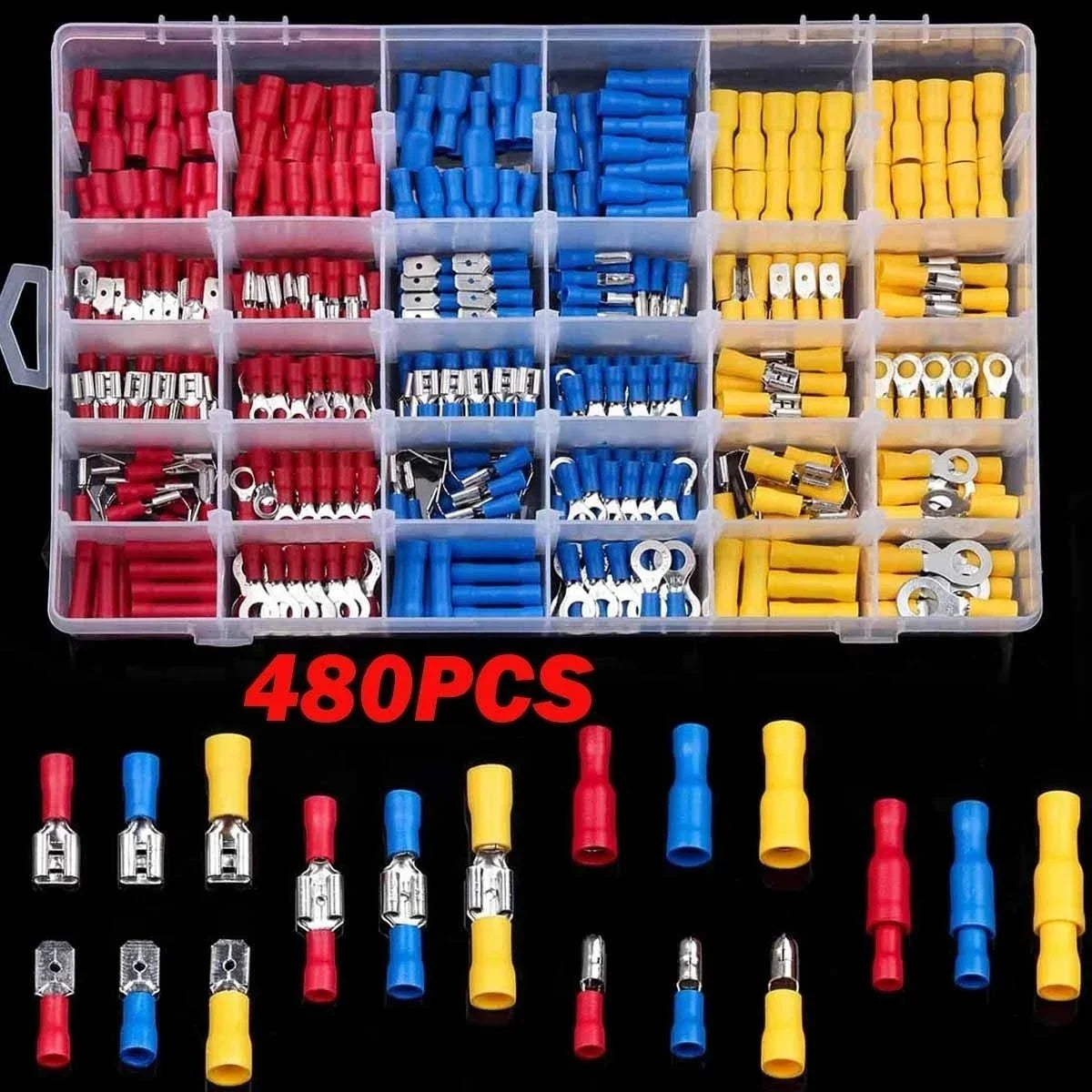 102/280/300/480PCS Wire Connector Kit Male Female Insulated Terminals Cold Crimp Terminals Assorted Crimp Terminals Spade - 4
