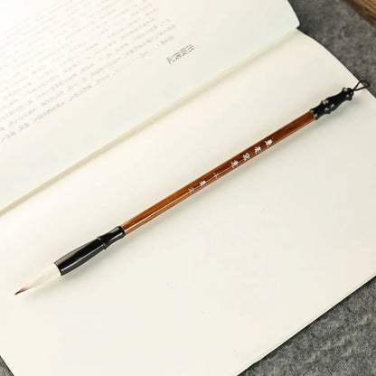 Traditional Chinese Calligraphy Brush Oil Painting Wolf Hair Scriptures Writing Brush Oil Watercolor Wood Art Paint Brush - S