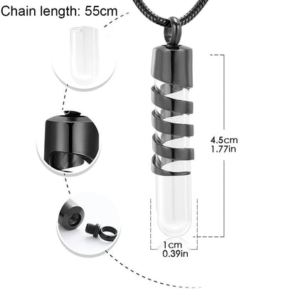 Clear Glass Tube Cremation Urn Jewelry Ashes Holder Necklace Keepsake Memorial Pendant Stainless Steel Cremation Jewelry