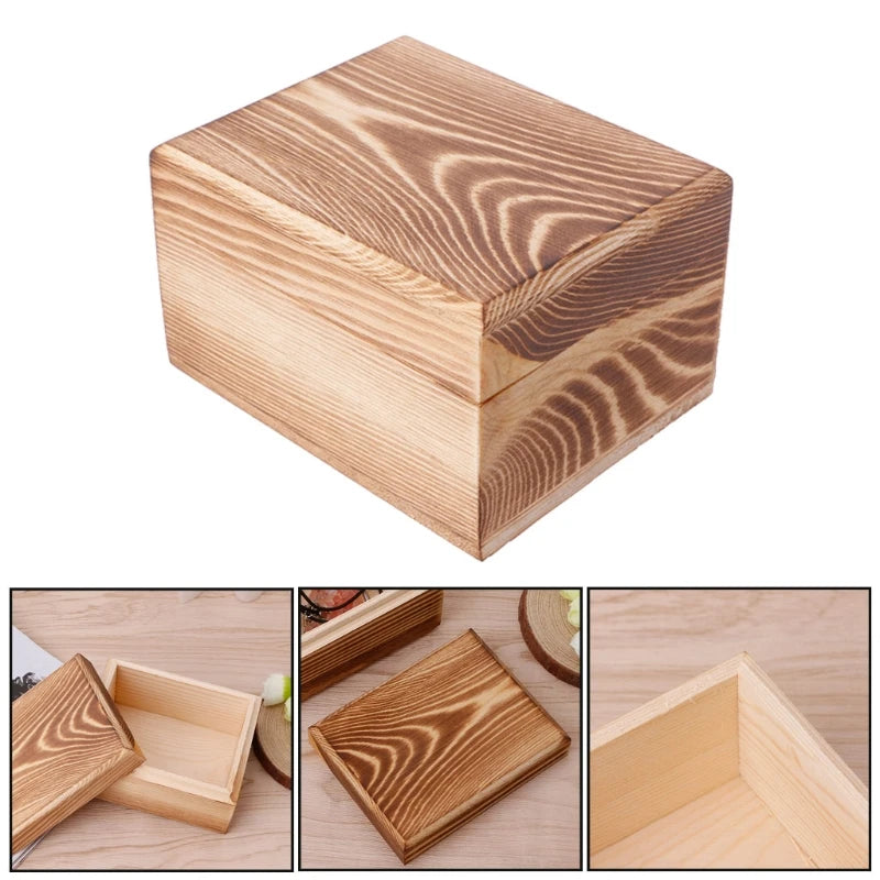 Handmade Wooden Box With Lid Storage Case Crafts Sundries Organizer 2 Sizes B03E