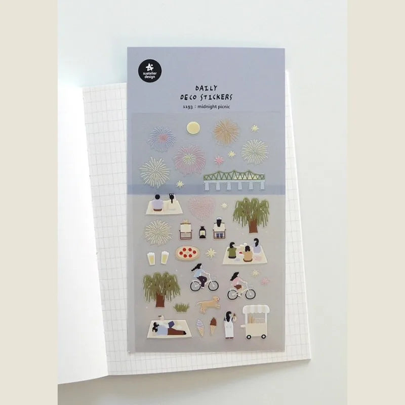 Suatelier Scrapbook Stickers Korea Stationery Junk Journal Diary Deco Sticker Scrapbooking Supplies DIY Photo Album Decoratio