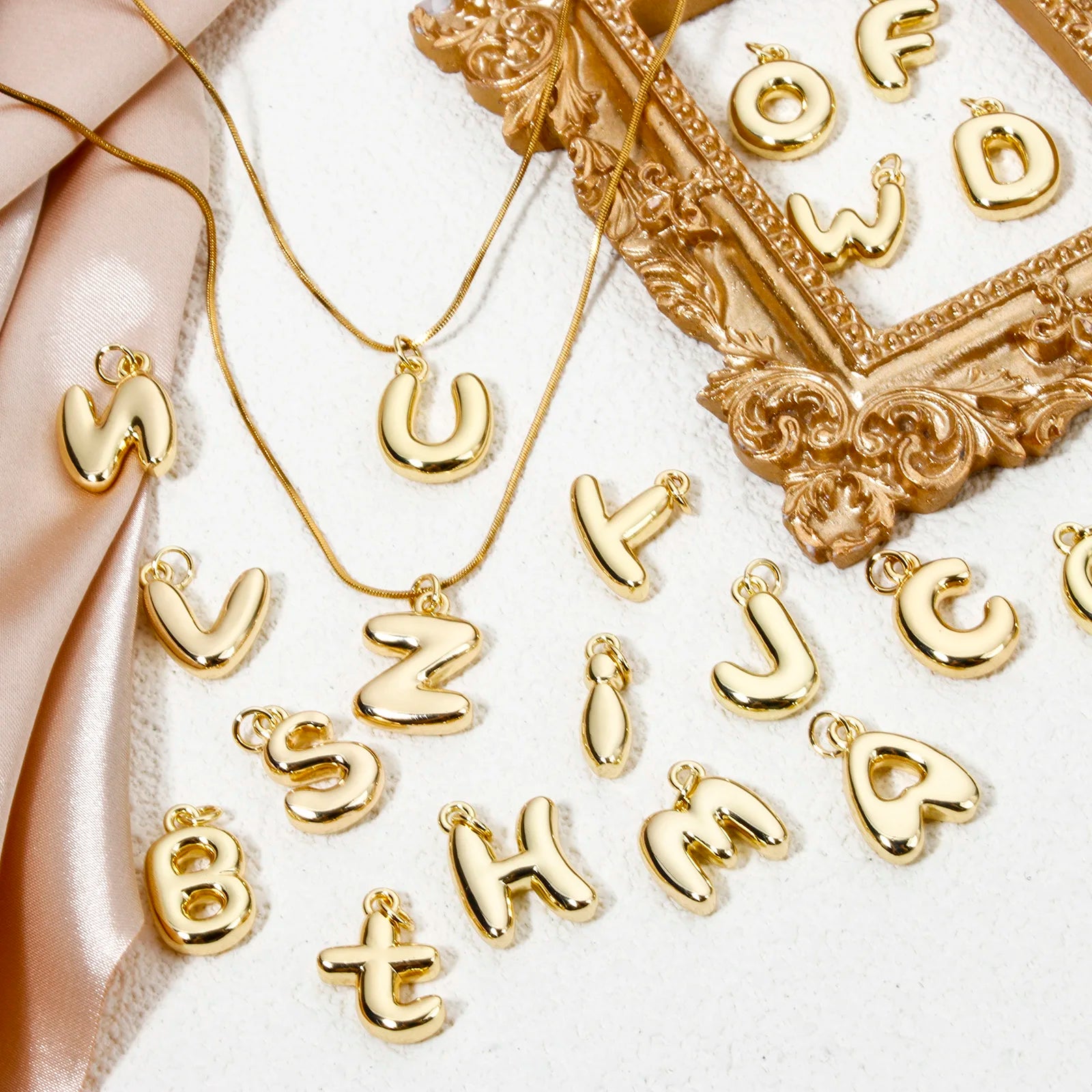 1Pcs English Letter Brass Charms 18K Real Gold Plated Capital Alphabet Initial A-Z Pendant Personalized Jewelry Making Findin