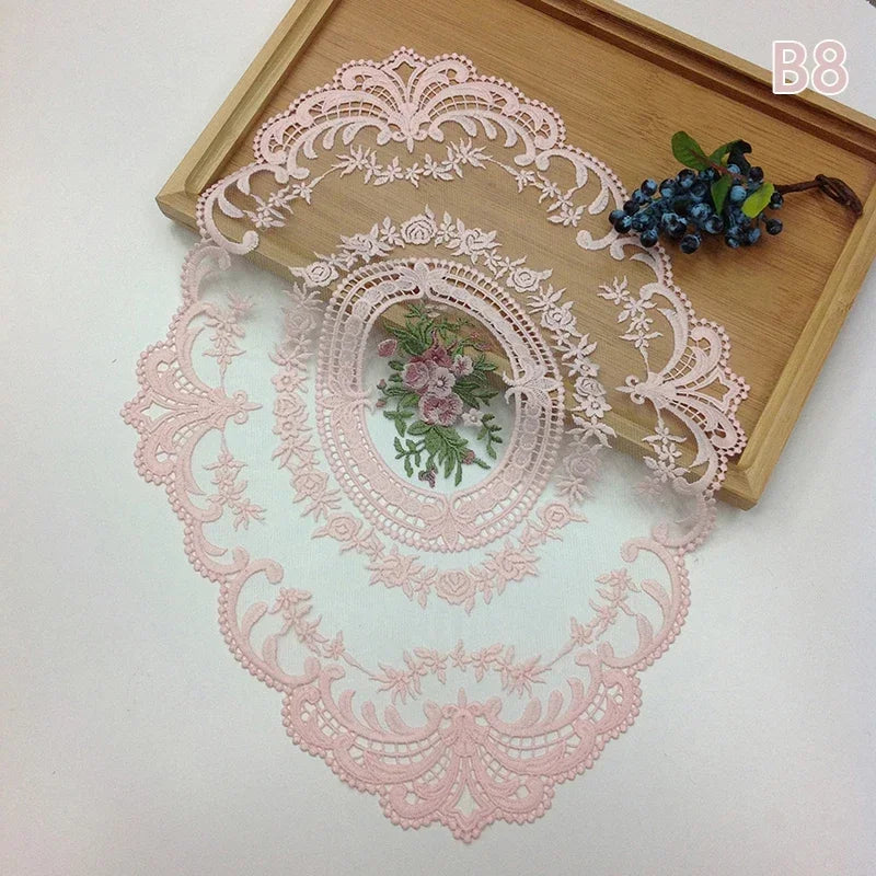 1PC Dinning Table Cover Embroidered Table Cloth Elegant Round Lace Tablecloth Coffee Coasters Napkin Party Wedding Decoration