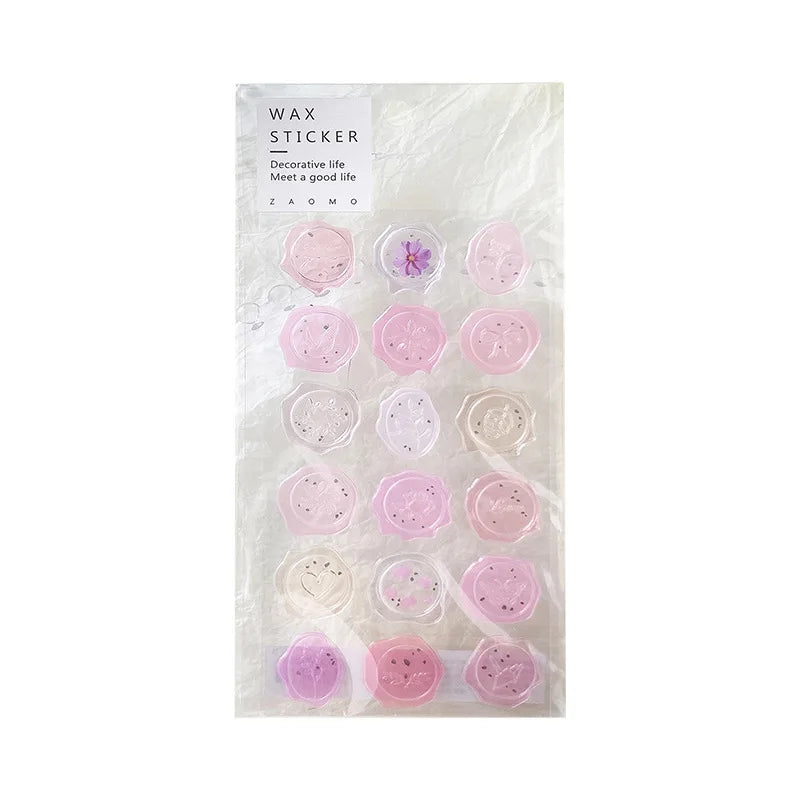 18pcs, Vintage Wax Seal Stamp Stickers, DIY Scrapbooking Journal Planner Decorations Stationery Envelope Sealing Tags