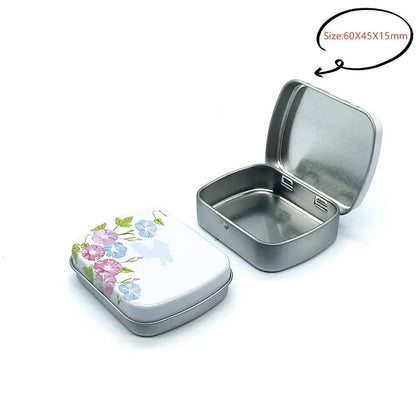 New Square Tin Storage Boxes Small Metal Storage Box Silver Jewelry Keys Coins Metal Box Tin Wedding Candy Storage Tin Can - 
