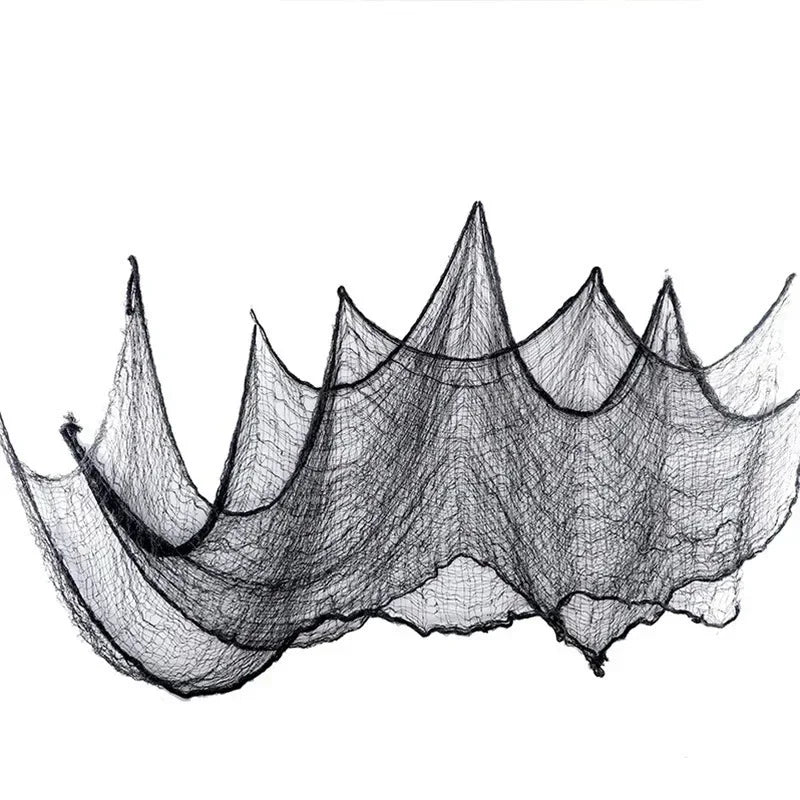 76x183cm Halloween Decorations Black Creepy Gauze Cloth Window Table Door Net Spooky Fancy Dress Party Haunted House Wall Dec