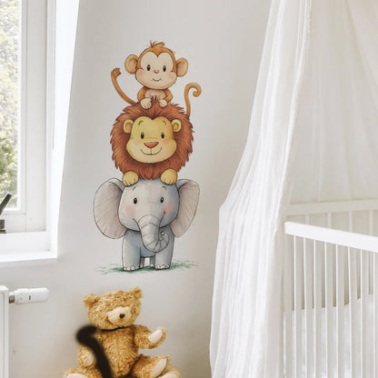 Cute Forest Animals Wall Stickers for Kids Rooms Children Boys Girls Baby Room Decoration Nursery Wallpaper Vinyl Elephant Li
