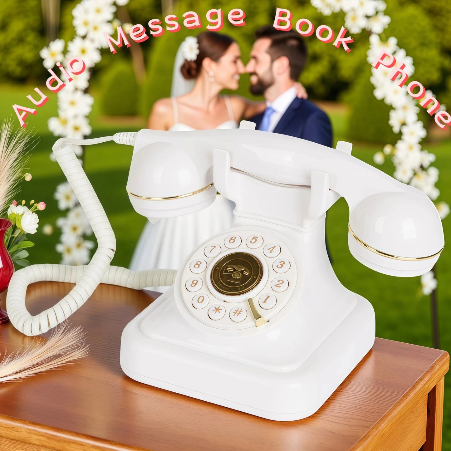 32Gb Retro Audio Wedding Guestbook Phone Banquet Voice Login Book Telephone Guest Blessing Audio Message Record Phone