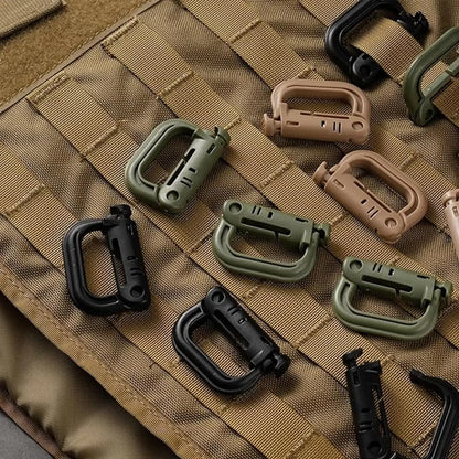 5Pcs Plastic D-Ring Tactical Carabiner Grimlock Lock Hard Hook Buckle Clip For Molle Webbing Accessories Backpack/Pouch/Bag/B