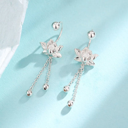 925 Sterling Silver Vintage Lotus Earrings for Women Cute Sweet Screw Design Silver Color Bowknot Earrings Vintage Jewelry Gi
