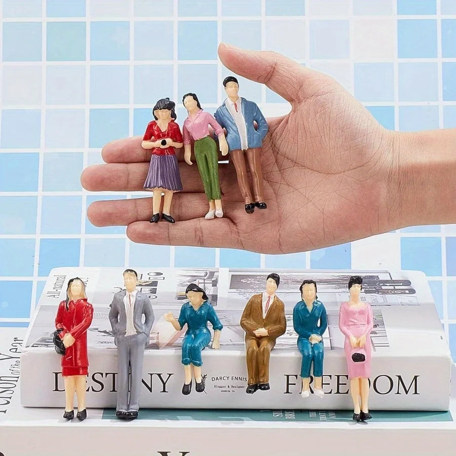 Valentine's Day Birthday Party Gift Train Scene Scale Model Character Building Sitting Passengers Painted Dolls Collectible F