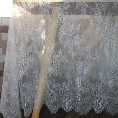 3M long eyelash lace trim traditional wedding lace fabric white red violet Table Cloth DIY Crafts - light grey