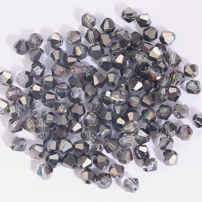 100Pcs 4MM Glass Bicone Shaped Beads Faceted Crystal Beads for Jewelry Making Bracelet Necklace Earrings DIY Beading - 16