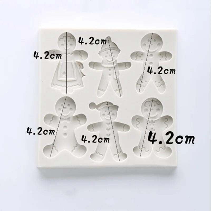 Christmas Silicone Mold 6 Gingerbread Man Different Snowman Shape Chocolate Molds Cookie Mold