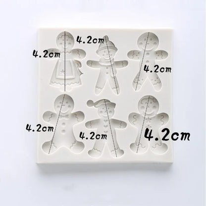 Christmas Silicone Mold 6 Gingerbread Man Different Snowman Shape Chocolate Molds Cookie Mold