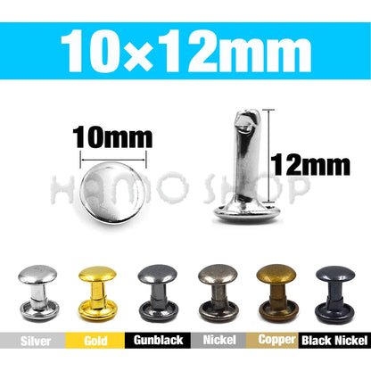100Sets 5-15mm Metal Double Cap Rivets Stud Round Nail Rivet For Leathercraft Accessories Repair Shoes Bag Belt Clothing Garm