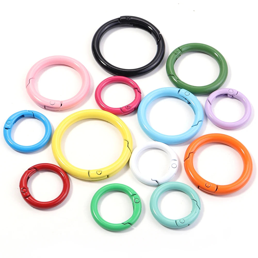 5-10pcs/lot Colorful Spring Clasps Openable Round Carabiner Keychain Bag Clips Hook Dog Chain Buckles Connector For DIY Jewel