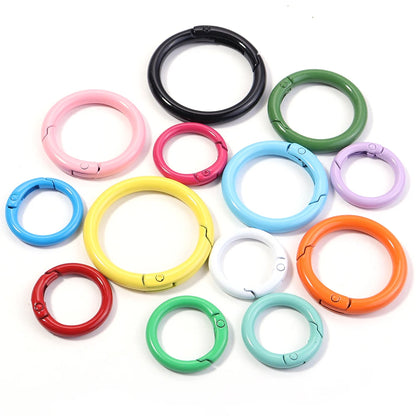 5-10pcs/lot Colorful Spring Clasps Openable Round Carabiner Keychain Bag Clips Hook Dog Chain Buckles Connector For DIY Jewel