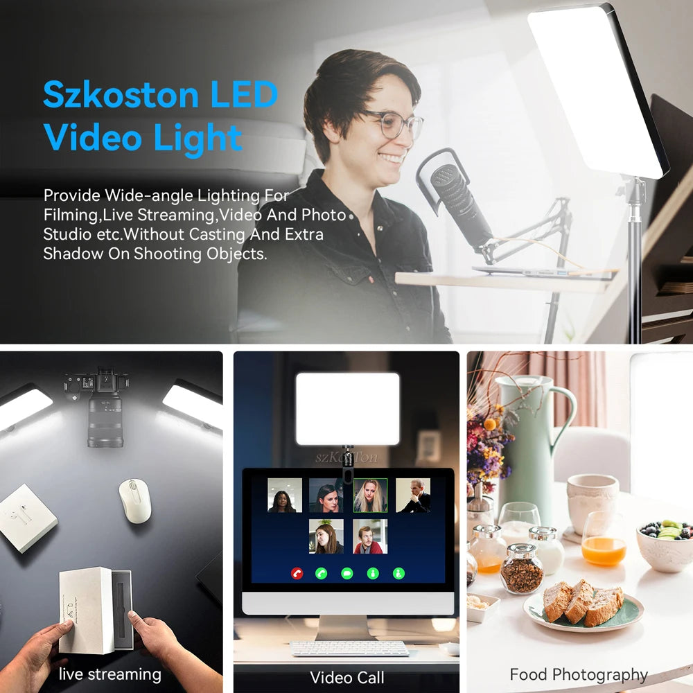 8/12 Inch LED Photography Video Panel Light Photo Studio Lighting Kit For Shoot Live Streaming Youbube With Tripod Stand