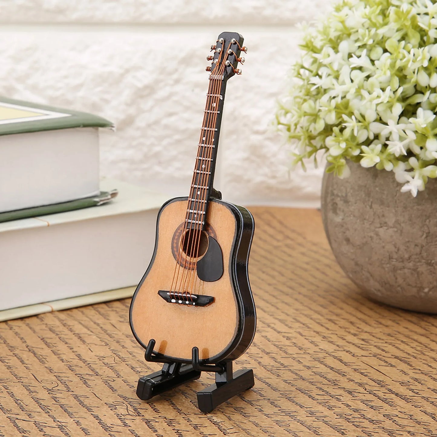 Guitar Model Decor Mini Guitar Display Miniature Wooden Guitar Model Display Mini Ornaments Craft Home Decor Mini Guitar Mode