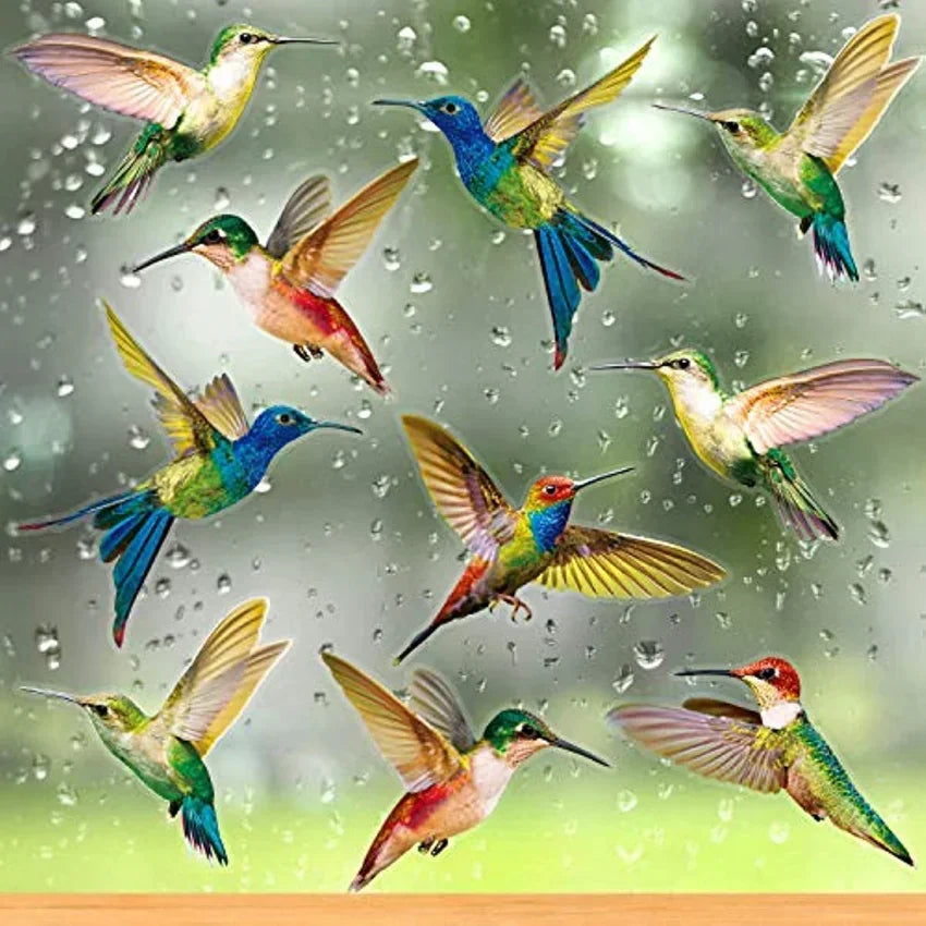 6 Pieces Hummingbird Window Clings Anti-Collision Window Clings Decals to Prevent Bird Non Adhesive Vinyl Cling Stickers
