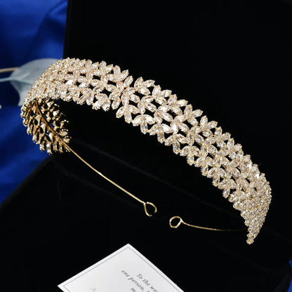 Bridal Hair Jewelry Cubic Zirconia Zircon Tiaras and Crowns Diadem For Brides Women Prom Pageant Headband Wedding Accessories