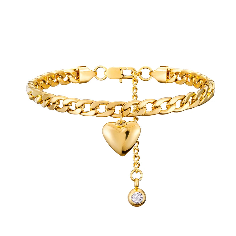 Anklet For Women Gold Color Stainless Steel Cuban Link Ankle Bracelets Summer 2024 Fashion Leg Chain Beach Foot Jewelry Anckl