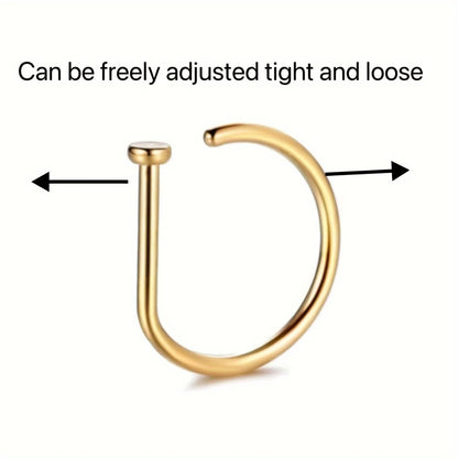 Fake Nose Ring Hoop Lip Labret Ring for Women Non Pierce Hoop Nose Ring Septum Hoop Ring Tragus Rook Ring Non Piercing Jewelr