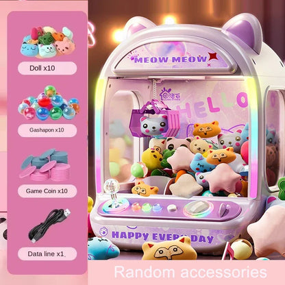 DIY Automatic Doll Machine Kids Coin Operated Play Game Mini Claw Catch Toys Crane Machines Music Doll for Christmas gifts - 