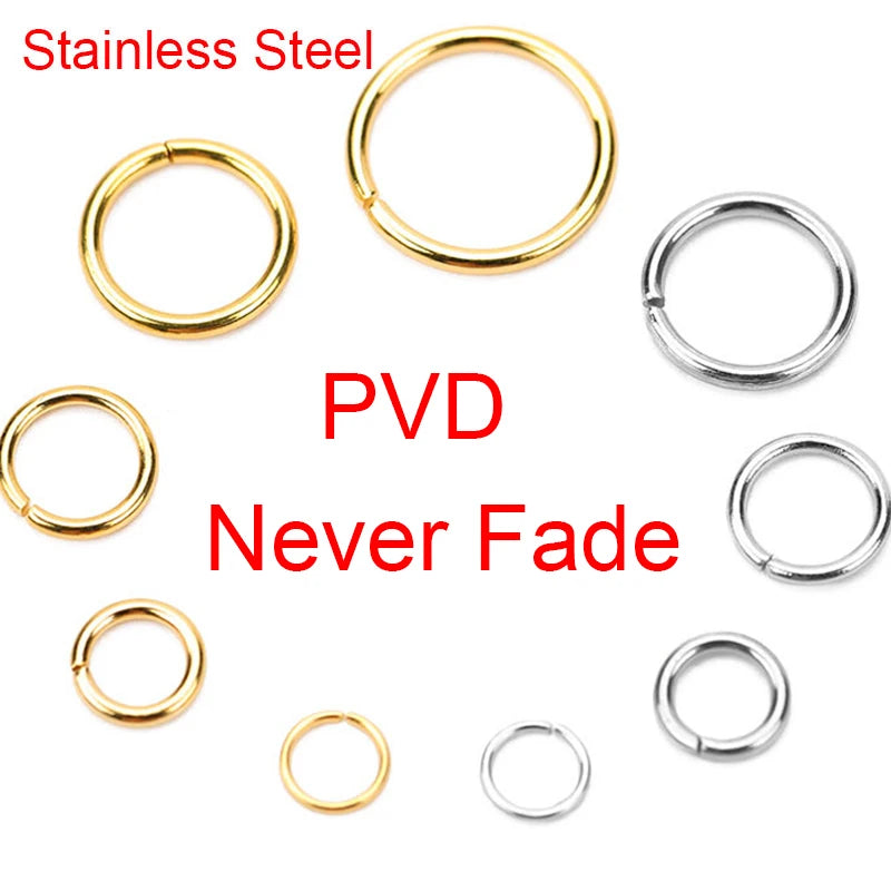 100pcs PVD Stainless Steel Open Jump Rings Lot 3 4 5 6 7 8 10 mm Split Rings Connectors For Bracelet Necklace Diy Jewelry Mak