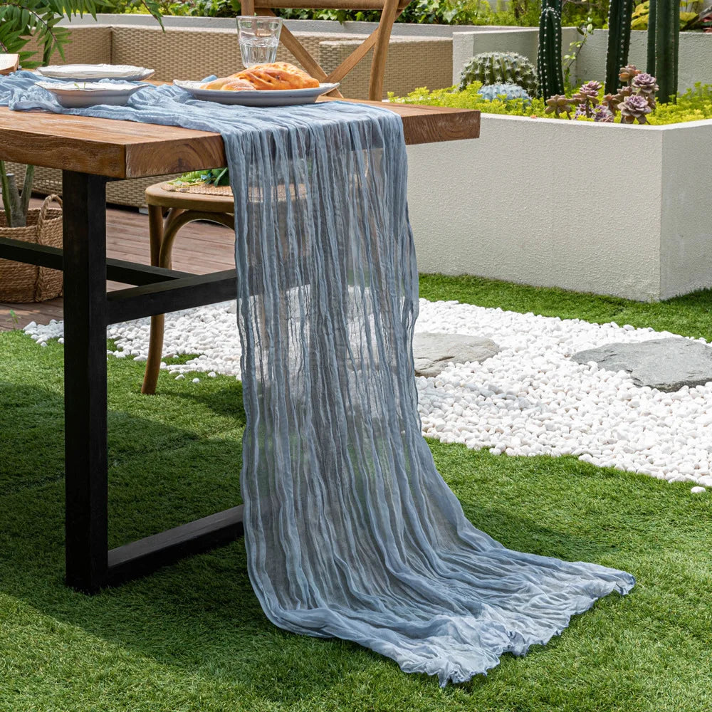 Wedding Table Runner Semi-Sheer Vintage Cheesecloth Gauze Table Decoration Setting Dining Party Christmas Banquets Arches Dec