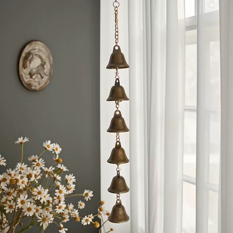 Handmade Metal Wind Chime - Classic Rustic Iron Bell with Decorative Chain, Suitable for Courtyards, Gardens, and Walls - 1pc