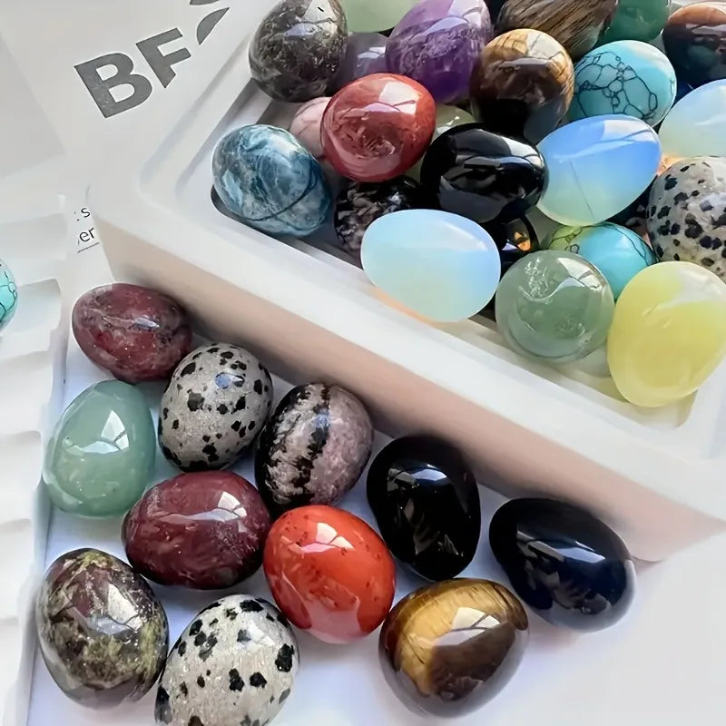 12 PCS Egg Stones, Polished Crystal Stones, DIY Decorations, Suitable as Home Décor, Desktop Ornaments, Aquarium Decorations
