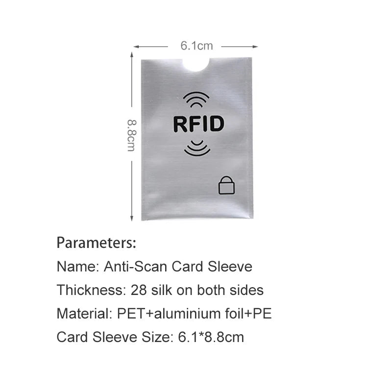 10pcs Anti-Scan Card Sleeve Anti-magnetic Anti-theft Anti RFID/NFC scanning Aluminium Foil Safty Bank Card ID Card Card Holde