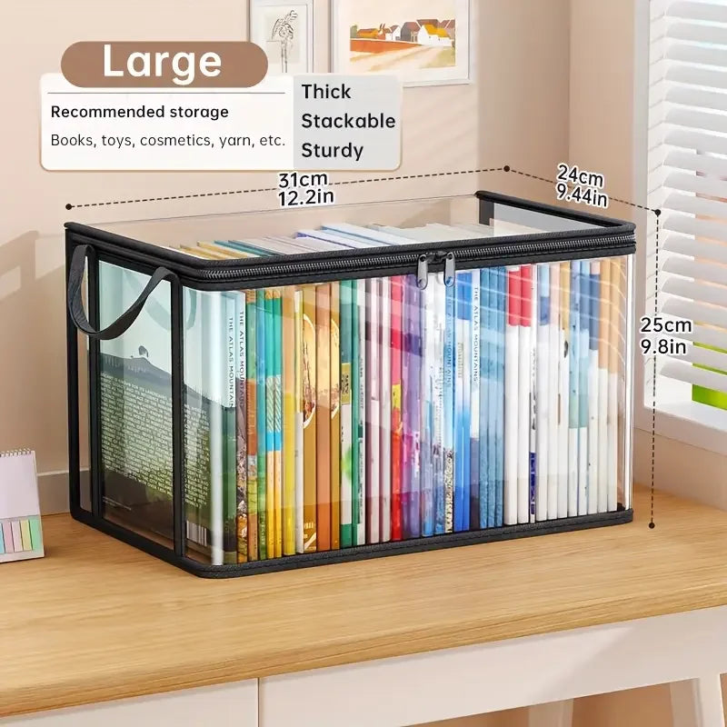 Clear PVC Storage Box | Flip-Top Lid & View Window | Multi-Use Organizer for Toys, Crafts & Supplies | Durable Gift Container