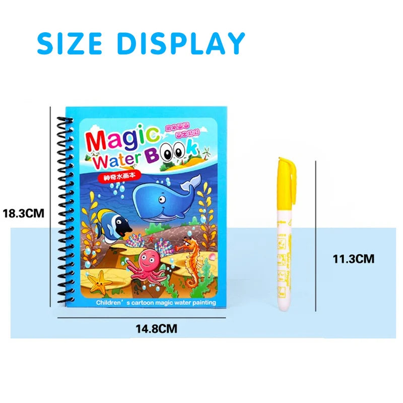 Magical Book Water Drawing Montessori Toys Reusable Coloring Book Magic Water Drawing Book Sensory Early Education for Childr