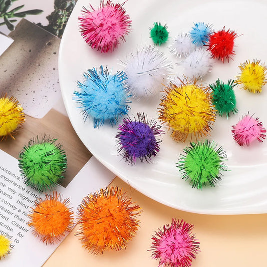 100-Pack Assorted Color Pom Poms, 1-3cm Fluffy Craft Pom Poms for DIY Home Decor and Sewing