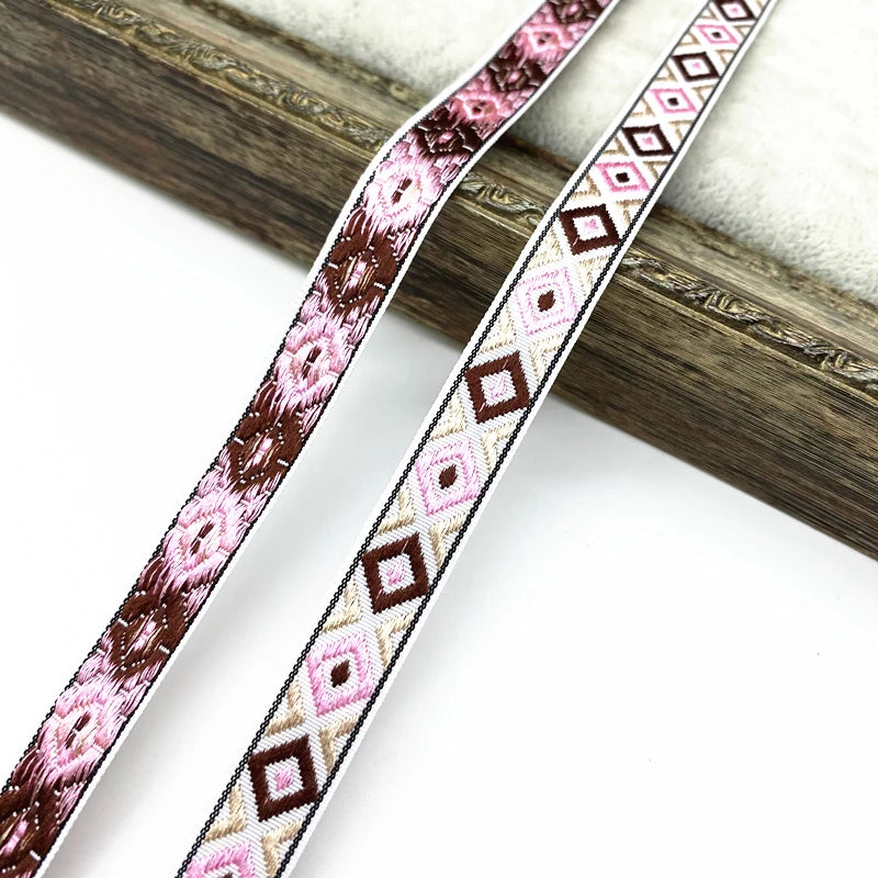 2 yards/lot 13mm Vintage Ethnic Embroidery Ribbon Lace Trim DIY Clothes Bag Accessories Embroidered Fabric - 04