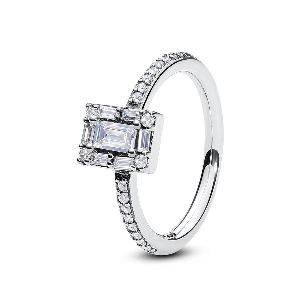Original 925 Sterling Silver Ring Love Heart Pave CZ Crystal Stackable Rings For Women Wedding Engagement Birthday Gift Jewel