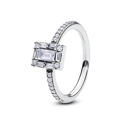 Original 925 Sterling Silver Ring Love Heart Pave CZ Crystal Stackable Rings For Women Wedding Engagement Birthday Gift Jewel