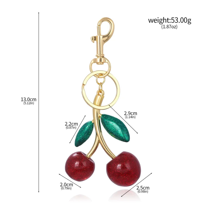 Trendy Red Cherry Pendant Keychain for Women Cute Bag Decorations Multifunctional Jewelry Car Key Accessories Charm Keyring G