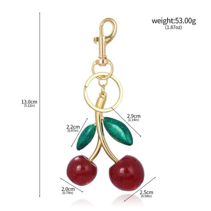 Trendy Red Cherry Pendant Keychain for Women Cute Bag Decorations Multifunctional Jewelry Car Key Accessories Charm Keyring G