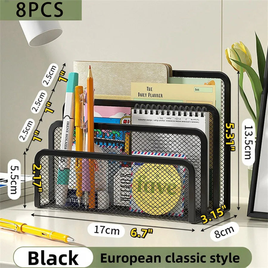 Desk Mail Organizer Small File Holders Letter Organizer Metal Mesh Document/Filing/Folders/Paper Organizer for Desktop - 8PCS