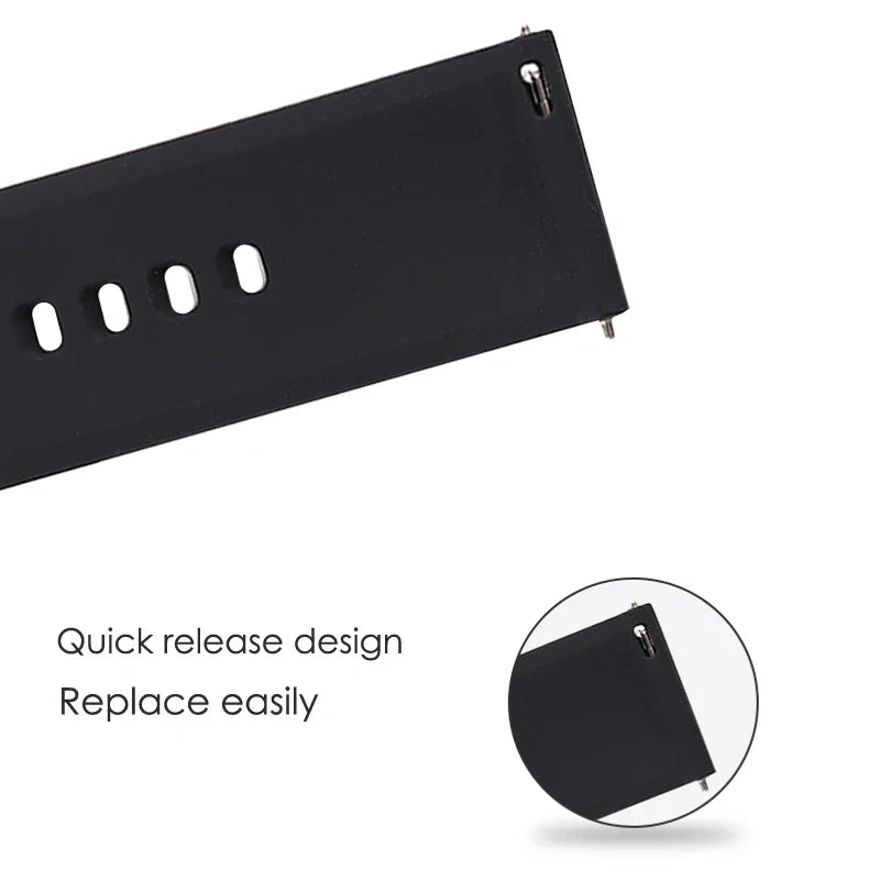 Universal Watch Straps 22mm 20mm Quick Release Silicone Band Soft Rubber Wristband for Huawei Samsung Xiaomi Amazfit Smartwat