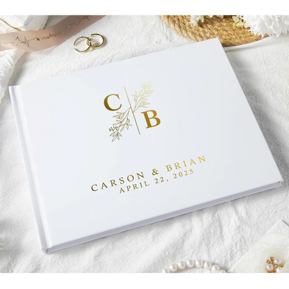 Personalized Wedding Guest Book Custom Black and White Guestbook for Reception, Engagement, Anniversary Keepsakes, Wedding Gi
