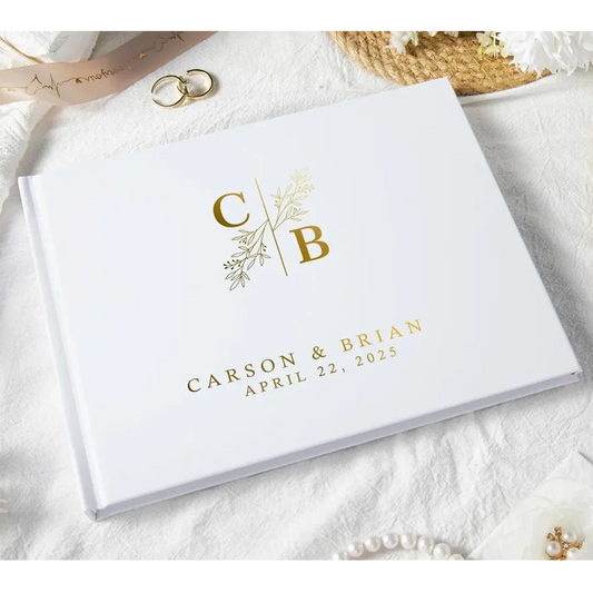 Personalized Wedding Guest Book Custom Black and White Guestbook for Reception, Engagement, Anniversary Keepsakes, Wedding Gi