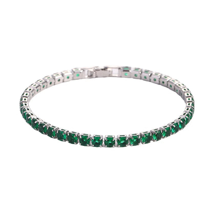 Luxury Hiphop Iced Out 4mm Cubic Zirconia Crystal Tennis Bracelets For Women Men Gold Color Silver Color Bracelet Chain Jewel