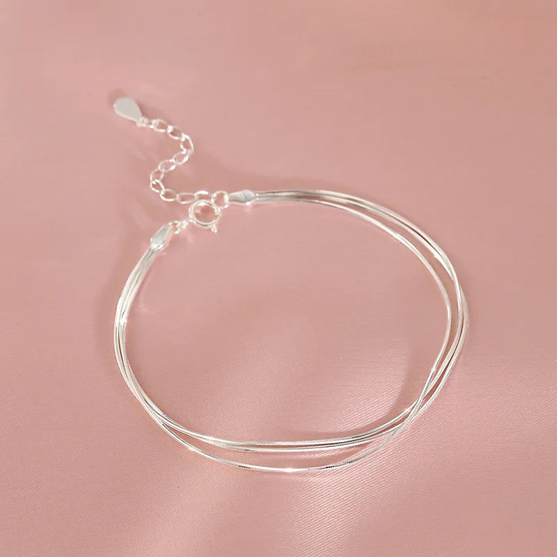 925 Sterling Silver Hollow Heart Bracelets For Women Girls Vintage Korean Design Double Layer Beads Bracelet Party Jewelry Gi